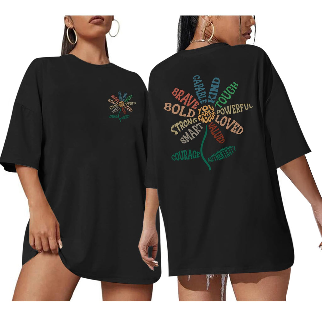 You are Enough Tshirt Inspirational Tees for Women Positive Shirts Motivational Floral Graphic Tshirts Casual Tops
