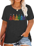 Plus Size Christmas Tree Tshirt Womens Merry Christmas Graphic tee Merry and Bright Short Sleeve
