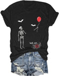 Retro Gothic Skull Halloween Shirt Funny Well Skeleton Lost Balloon Tees