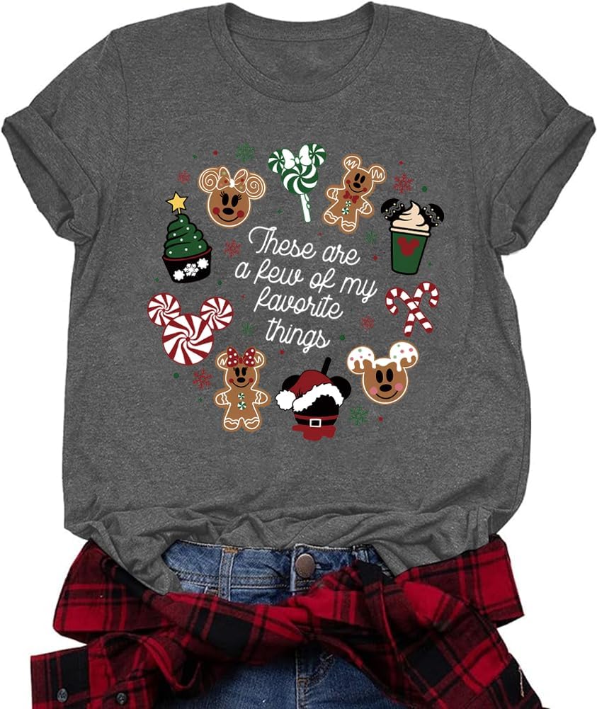 It's The Most Wonderful Time Christmas Shirts Women Santa Snowman Reindeer T-Shirts Xmas Graphic Tee Holiday Tops
