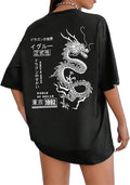 UOUA Women's Oversized Graphic Short Sleeve Cotton Summer T-Shirt