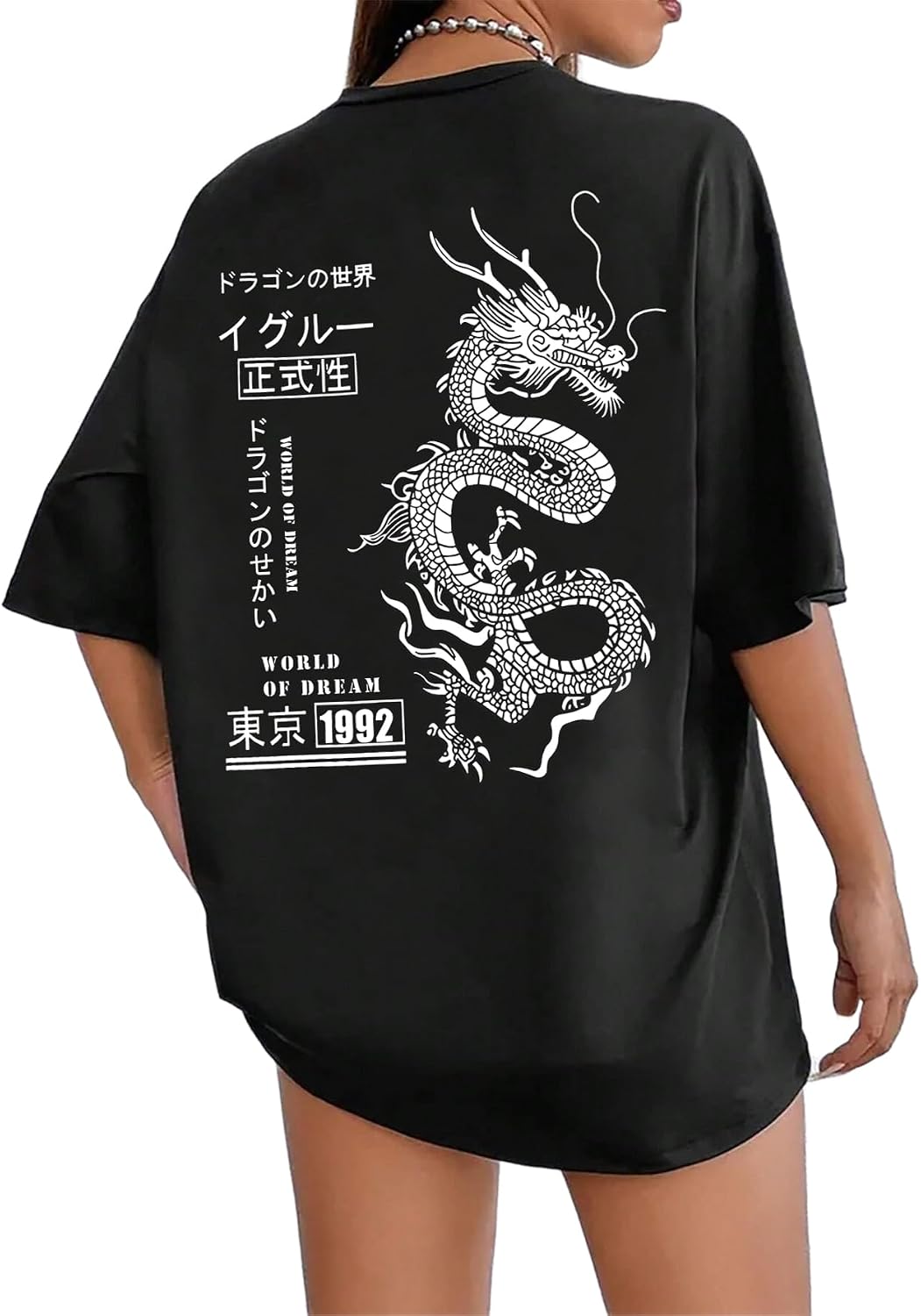 UOUA Women's Oversized Graphic Short Sleeve Cotton Summer T-Shirt