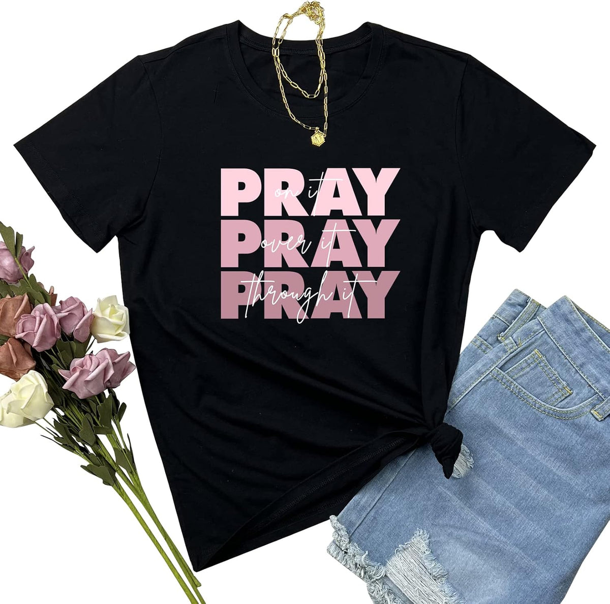 LOOKFACE Women Short Sleeve Graphic Tees Cute Cotton T Shirts