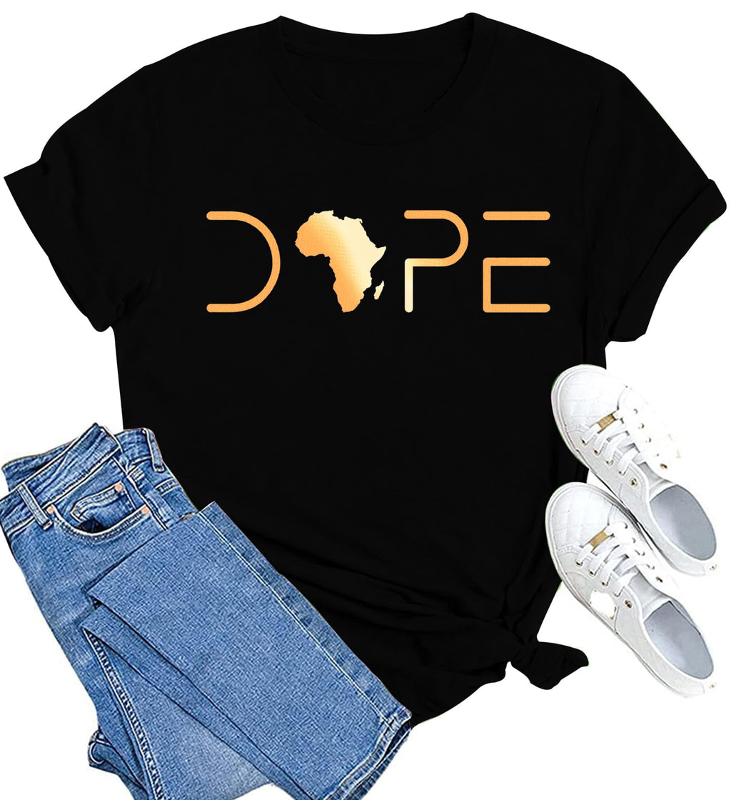 SUWATOIN Womens Black Pride Shirts Black History Month T-Shirt Juneteenth Tee African American Melanin Short Sleeve