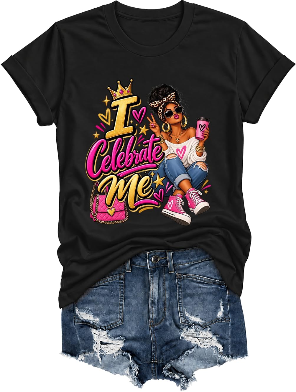 I Celebrate Me Shirt Women Black Woman Empowerment Self Love Graphic Tee