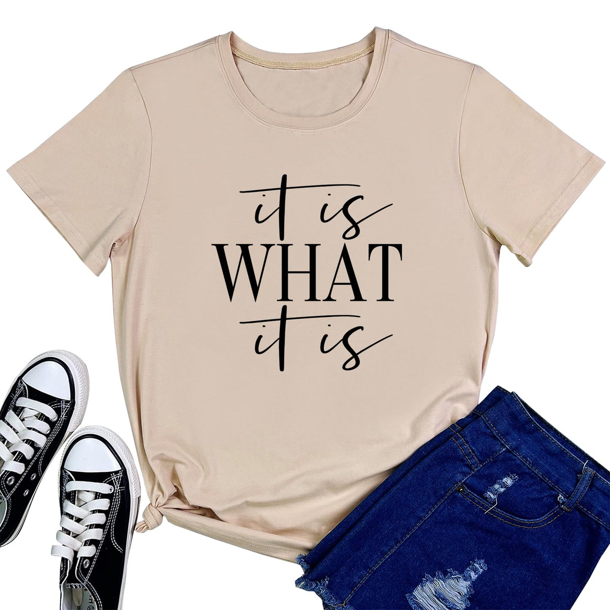 BLACKMYTH Women Cute Tees It is What Graphic Crewneck T Shirts