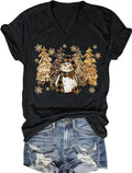 Vircreate Womens Short Sleeve V Neck Christmas T-Shirts Merry Christmas Tree Graphic Tee Tops