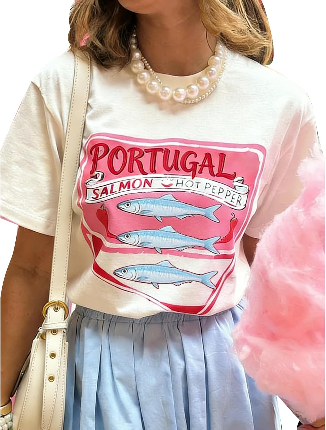 Women Cute Graphic Oversized Tees Fish Sardine Lobster Y2K Baggy T Shirts