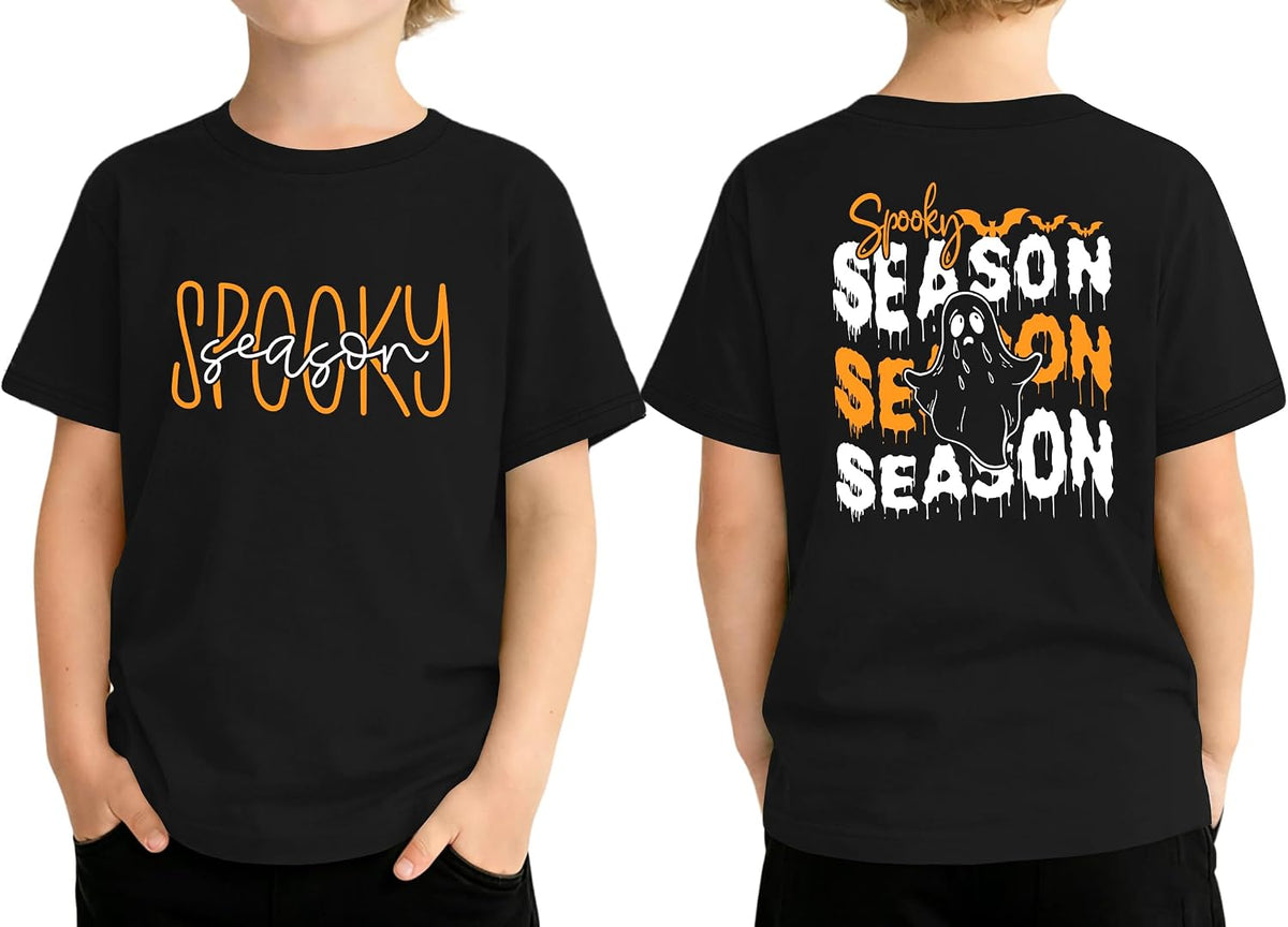 Kids Halloween Shirts Boys Girls Spooky Season Top Funny Ghost Graphic Tee