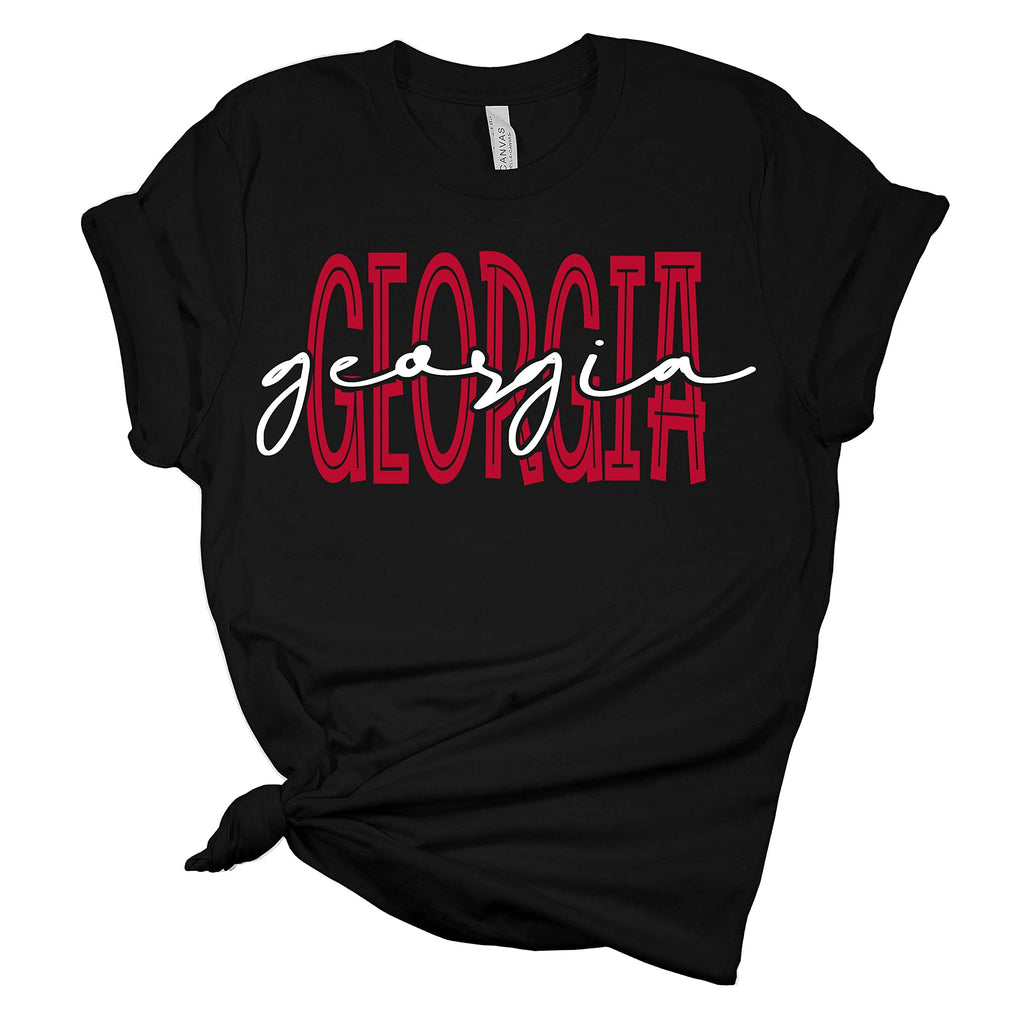 Womens Georgia Football Georgia Cursive Unisex Fit Short Sleeve T-Shirt