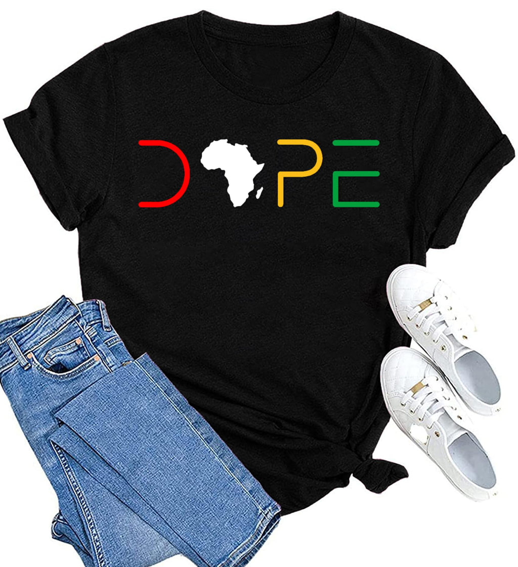 SUWATOIN Womens Black Pride Shirts Black History Month T-Shirt Juneteenth Tee African American Melanin Short Sleeve