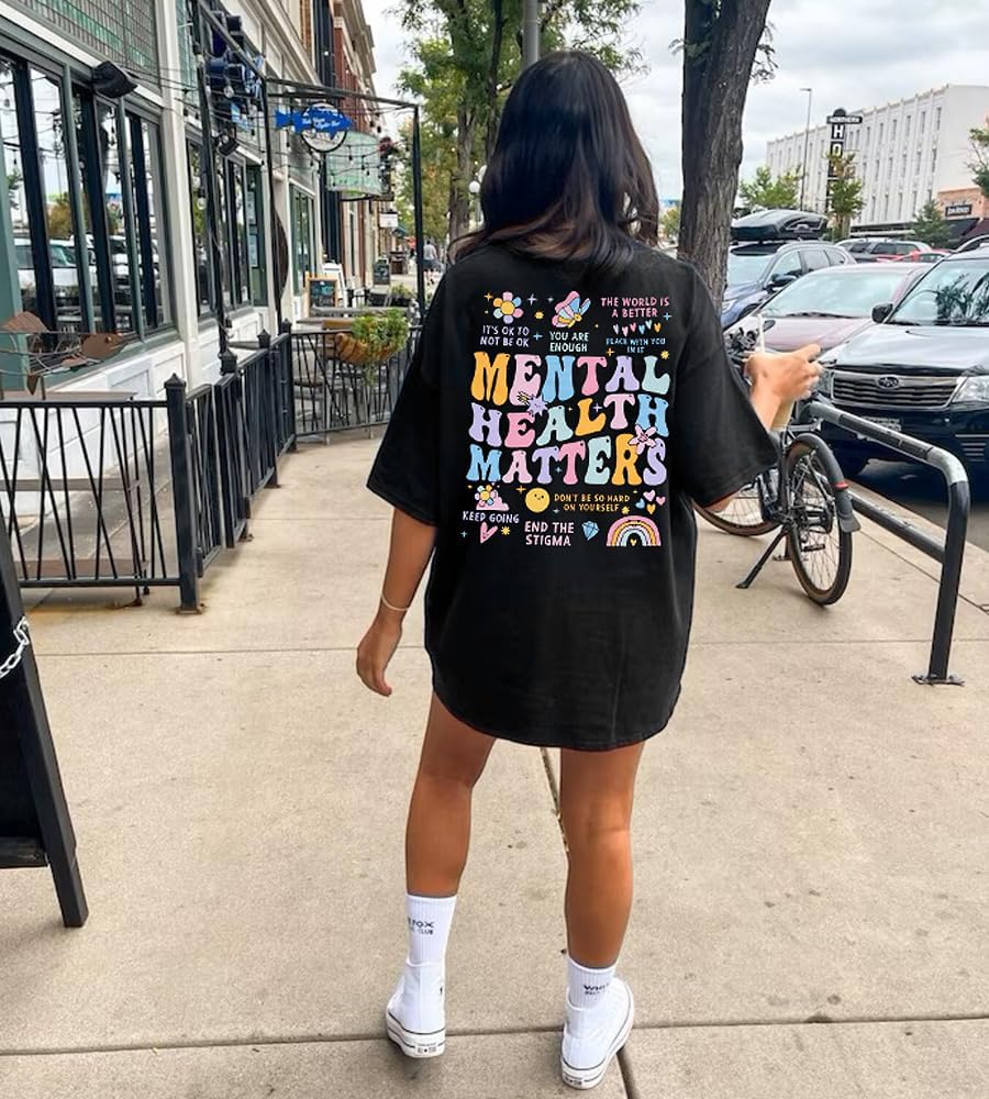 Mental Health Matters Shirt Women Be Kind to Your Mind Letter Print Tshirt Inspirational Tee Graphic Short Sleeve Top