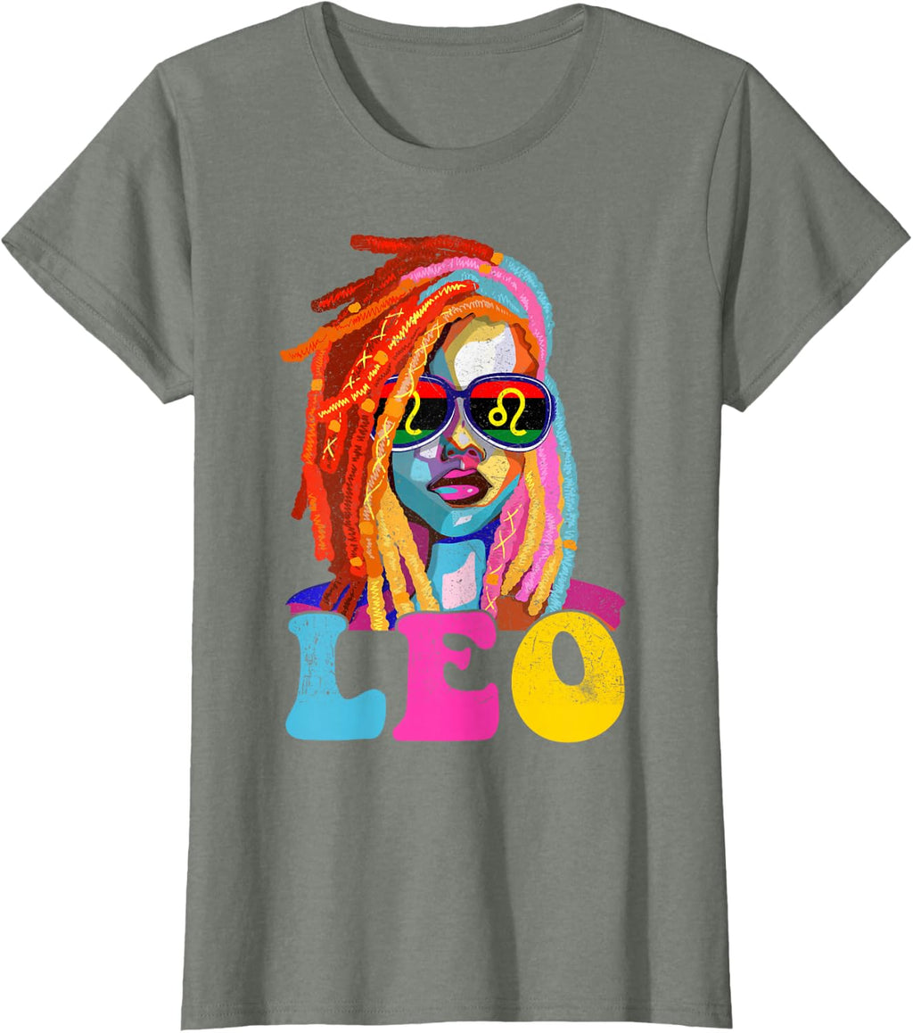 Leo Queen African American Loc'd Women Zodiac Sign T-Shirt