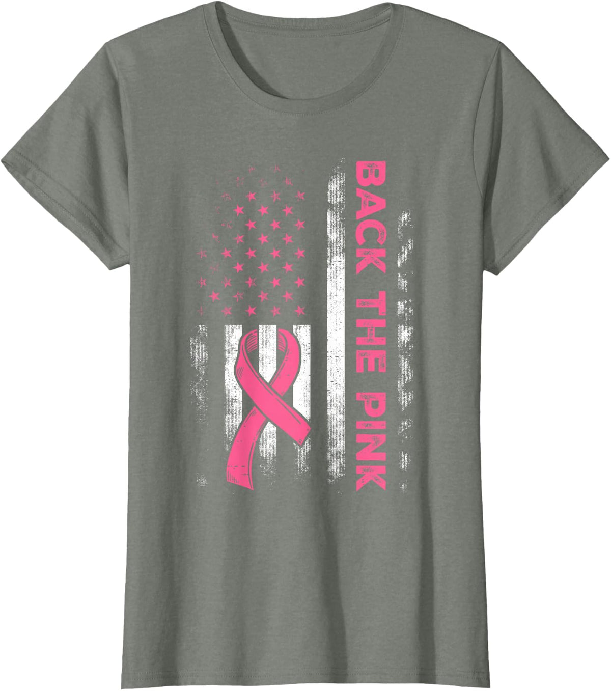 Back The Pink Us Flag Breast Cancer Awareness Women Men Kids T-Shirt