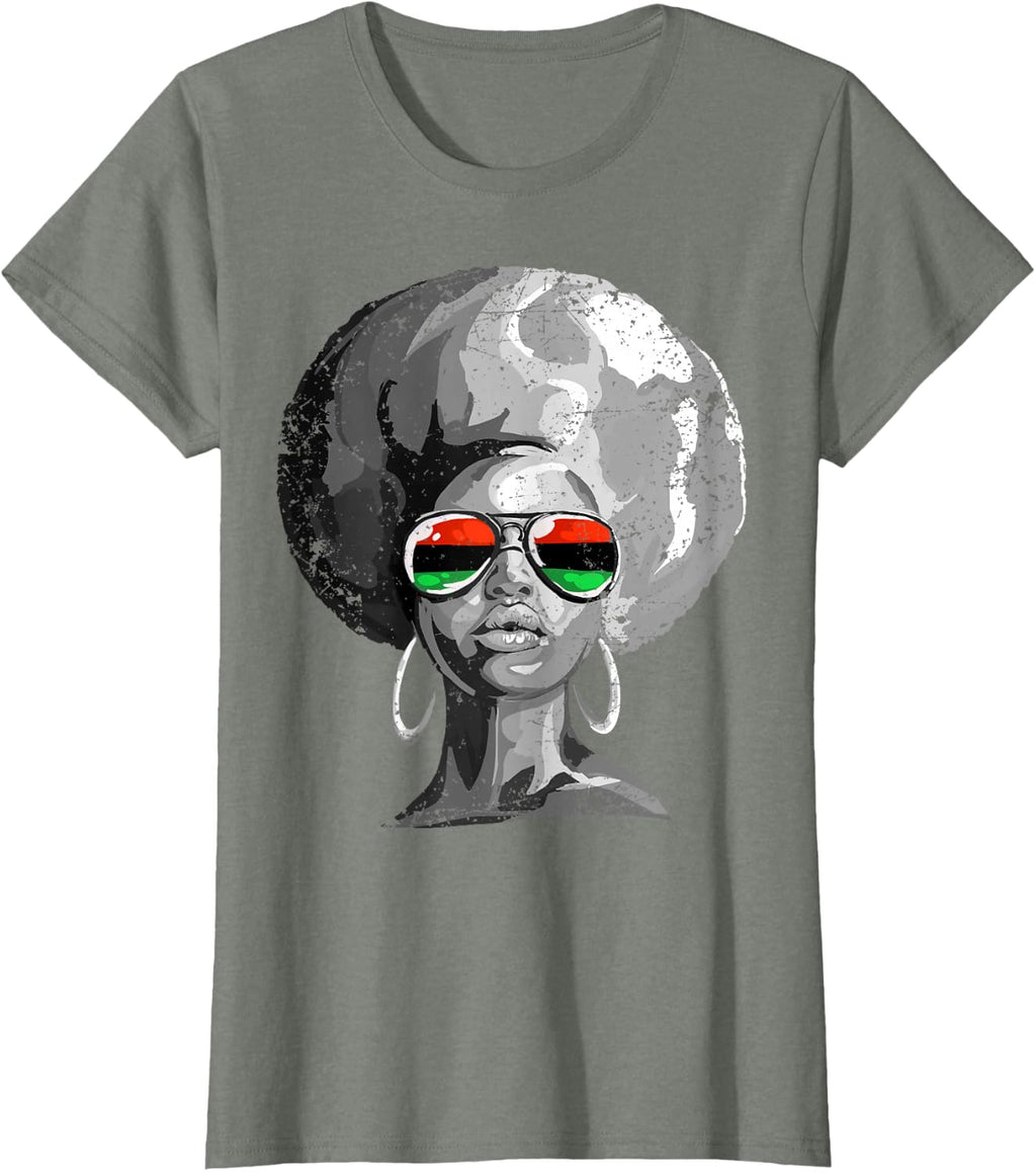 Black Queen Afro Woman Face T-Shirt