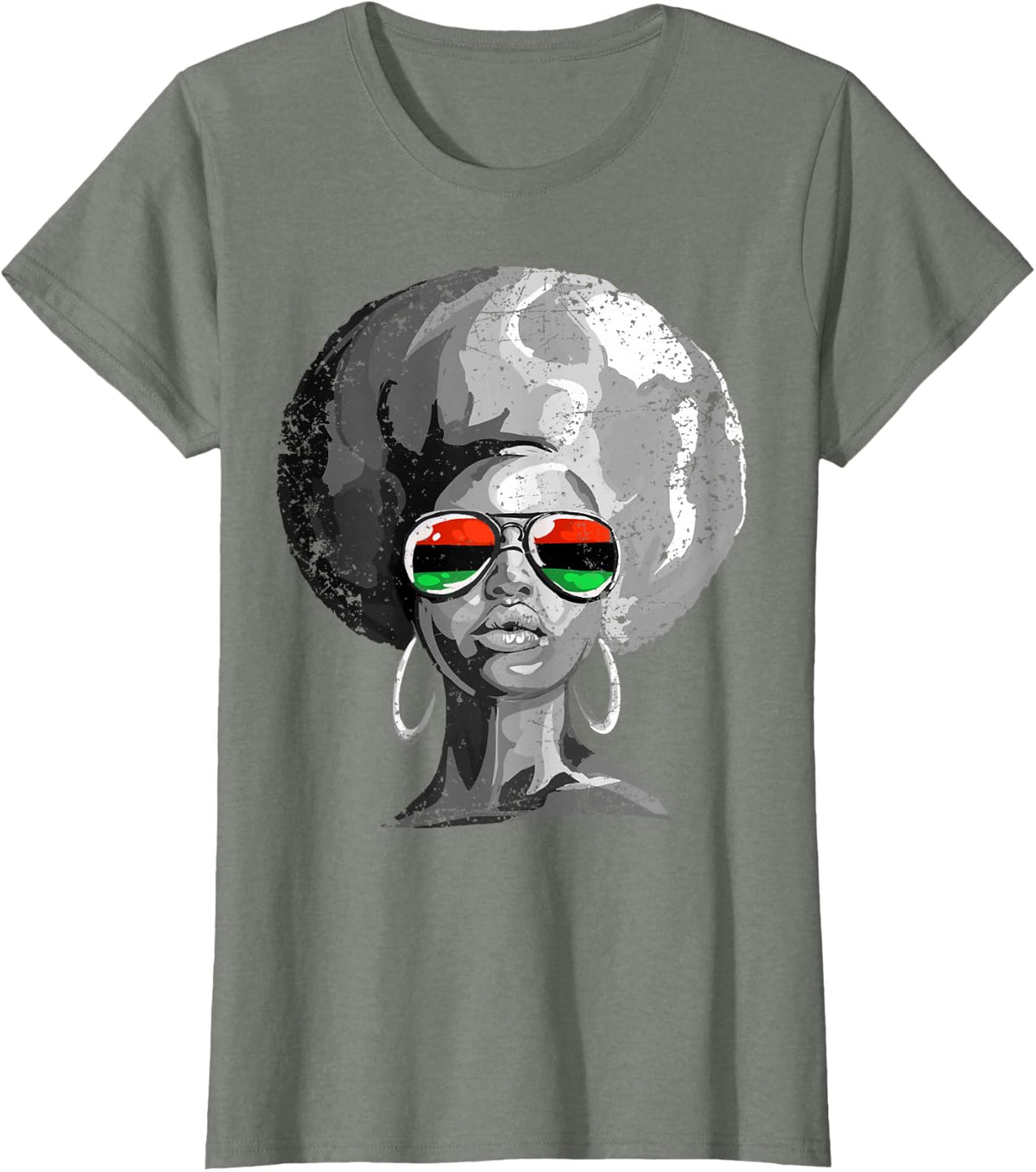 Black Queen Afro Woman Face T-Shirt