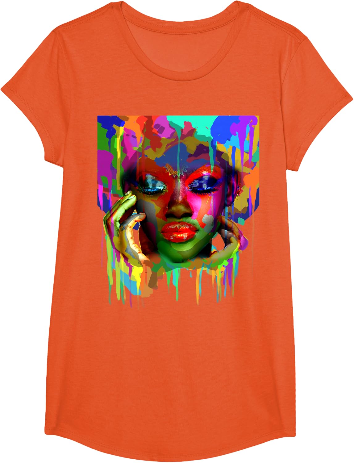 Cool African Woman Afro Color Painted Face T-Shirt