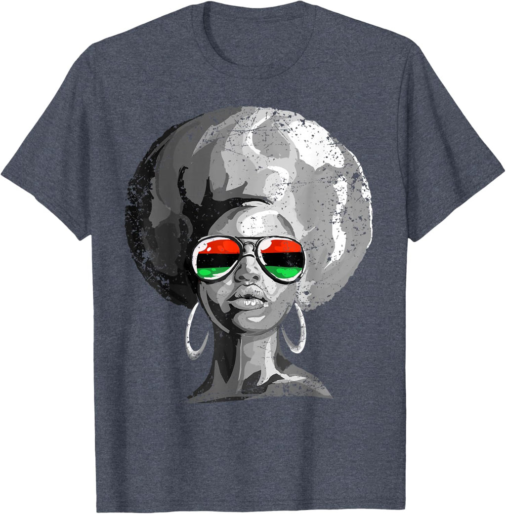 Black Queen Afro Woman Face T-Shirt