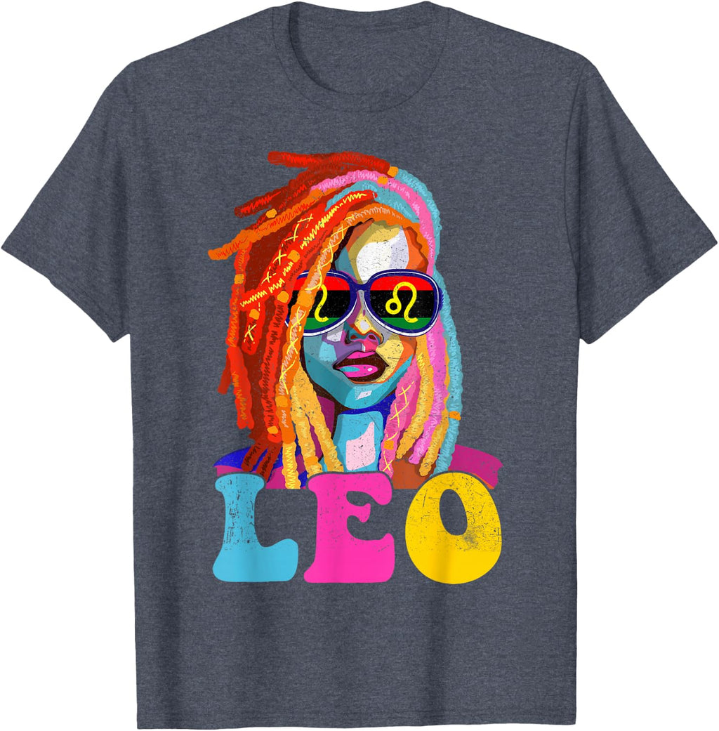 Leo Queen African American Loc'd Women Zodiac Sign T-Shirt