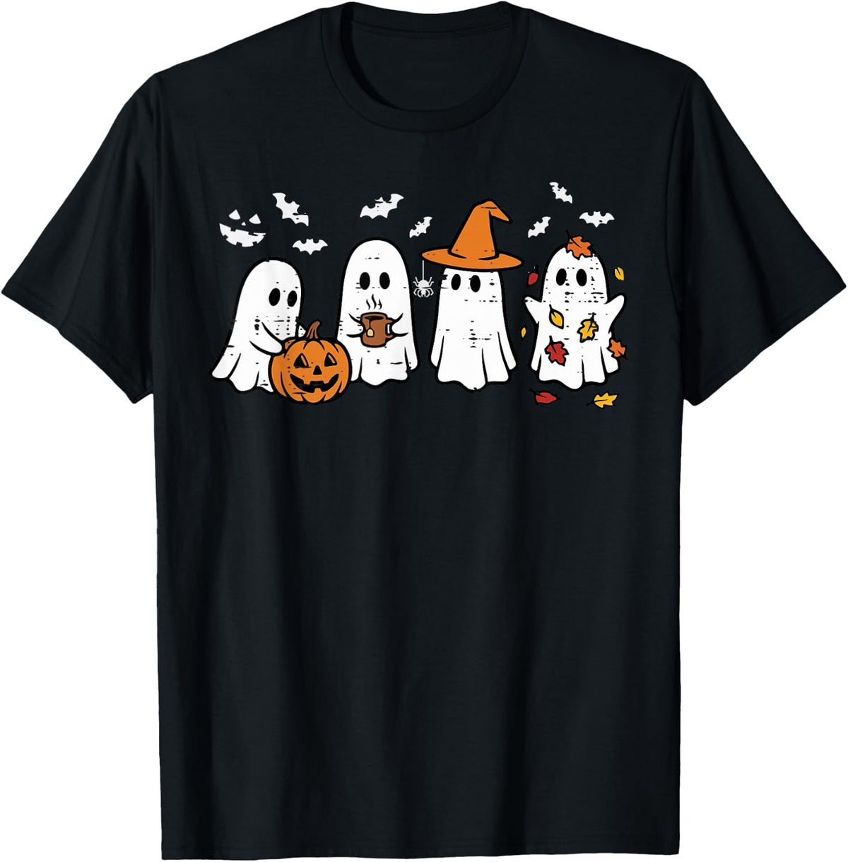 Halloween Ghost Pumpkin Witch Costume Fall Women Kids Men T-Shirt