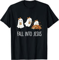 Fall Into Jesus Halloween Christian Religious Holy Ghost Bow T-Shirt