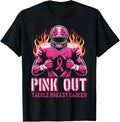 Pink Out Tackle Breast Cancer Football Aware Men Boys Kids T-Shirt