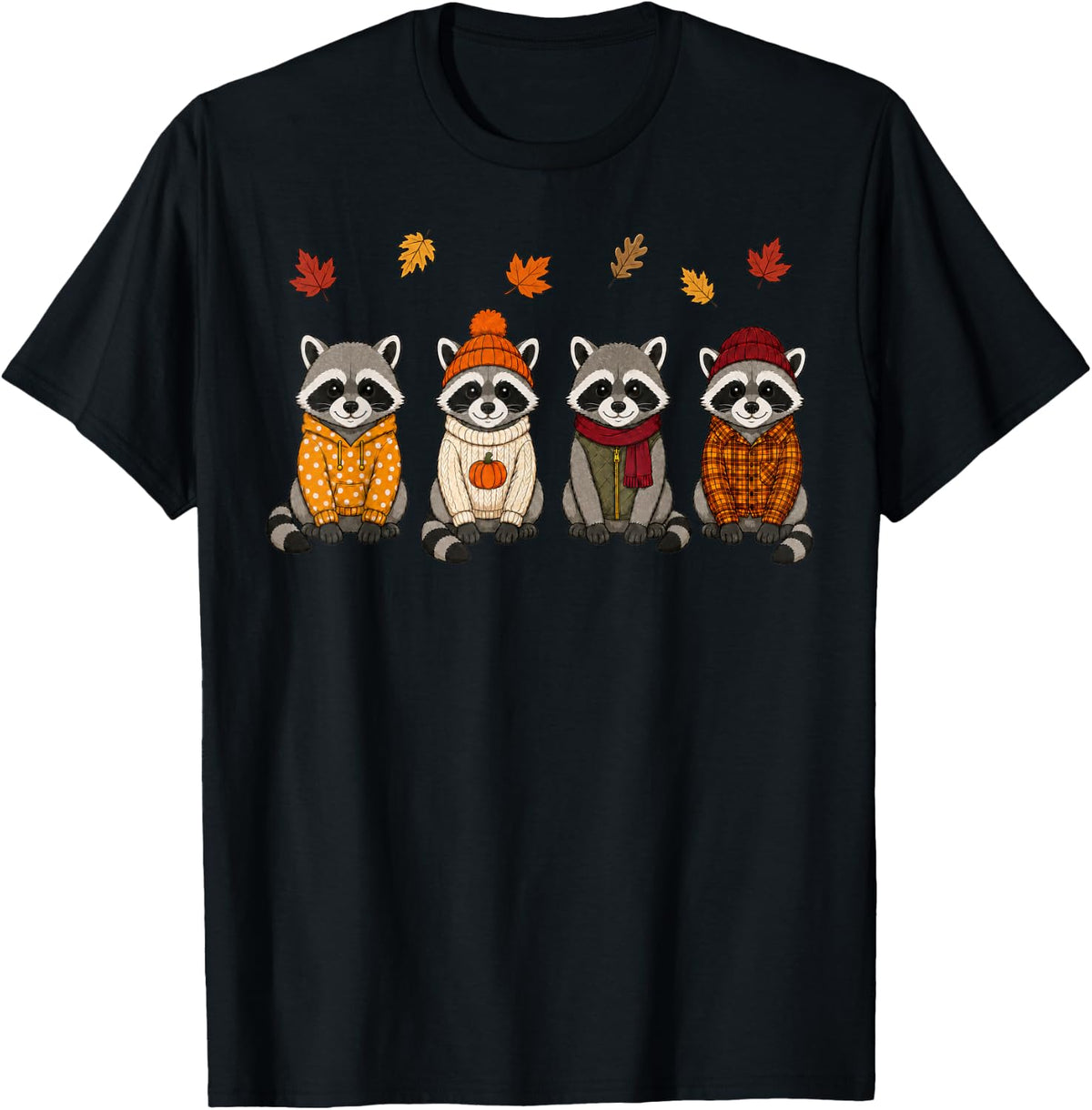 Raccoon Fall Autumn Season Pumpkin Racoon T-Shirt