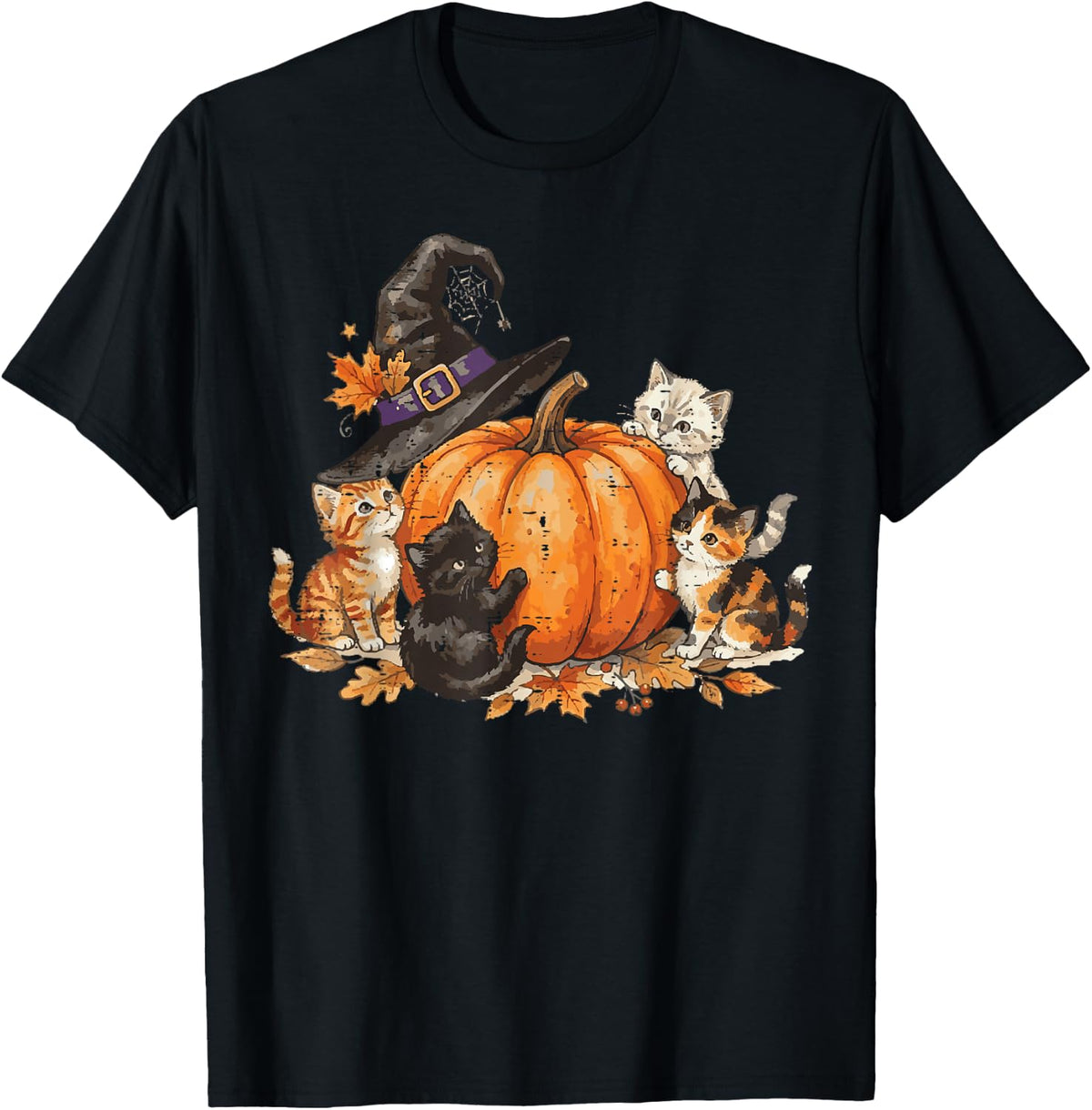 Halloween Pumpkin Cats Fall Kittens Costume Women Girls Kids T-Shirt