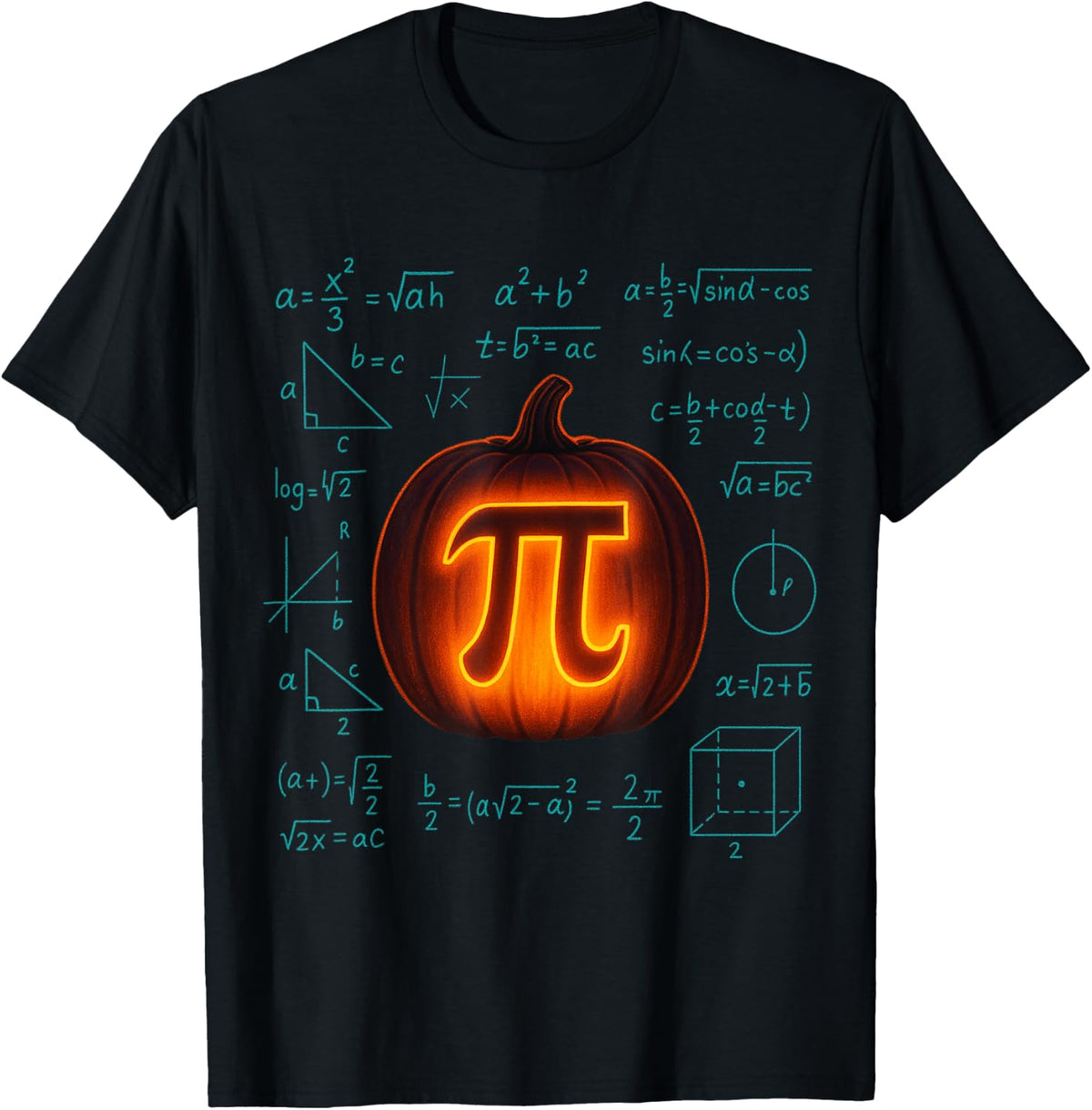 Fall Spooky Math Halloween Teacher Thanksgiving Pi Pumpkin T-Shirt