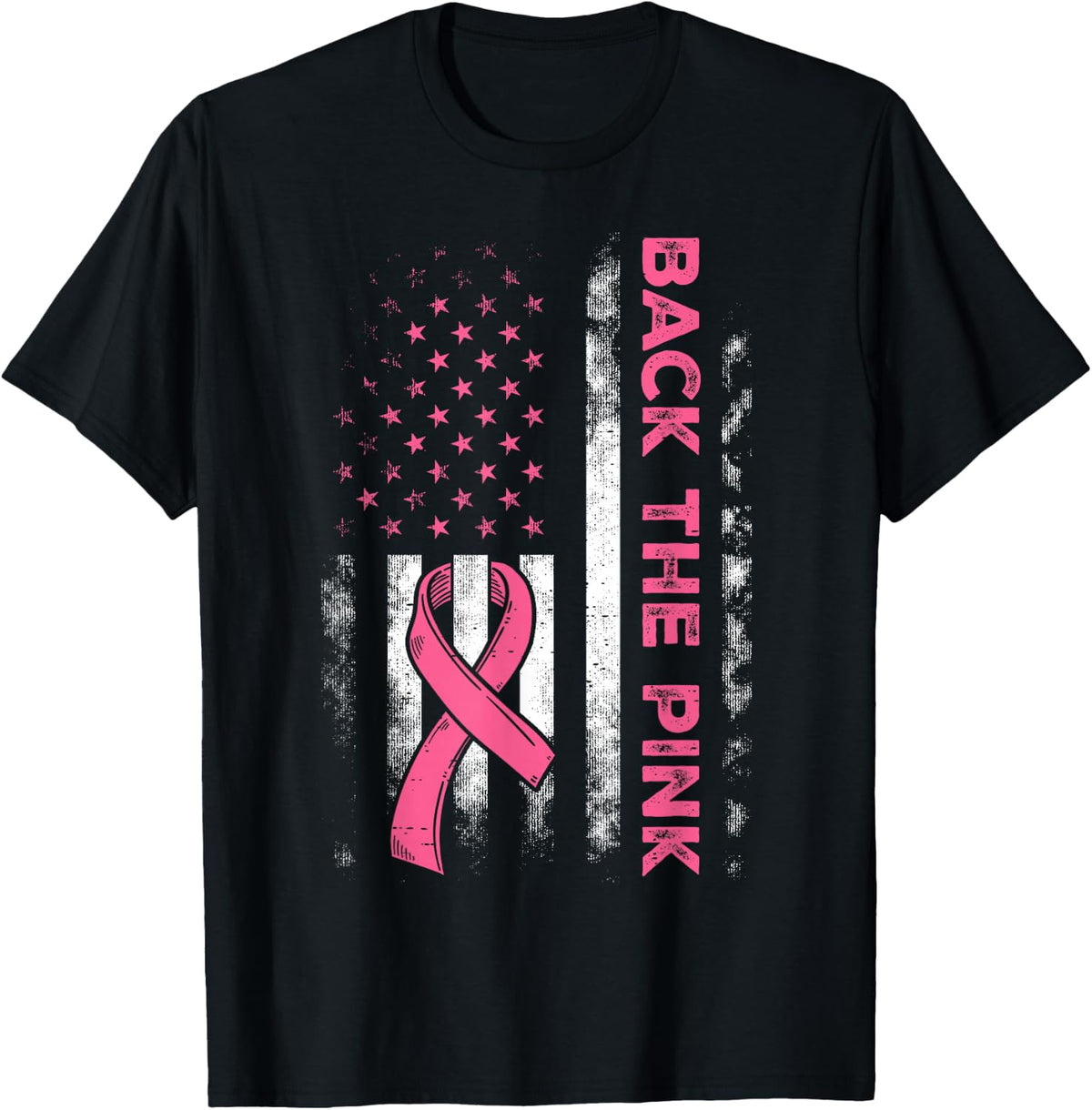 Back The Pink Us Flag Breast Cancer Awareness Women Men Kids T-Shirt