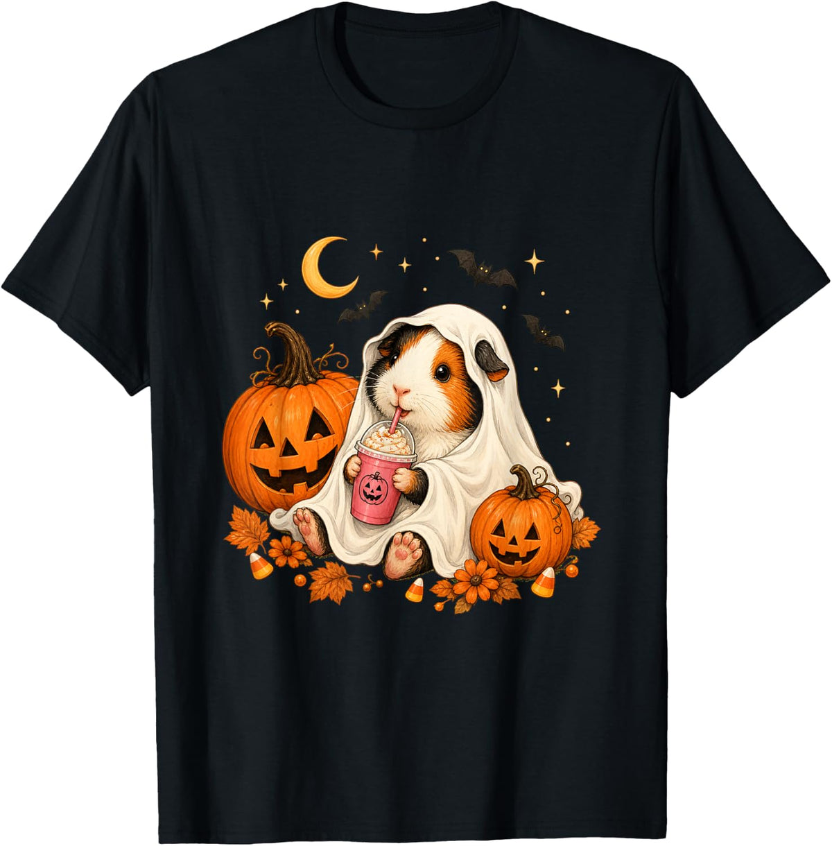Halloween Cute Guinea Pig Ghost Fall Pumpkin Lover T-Shirt