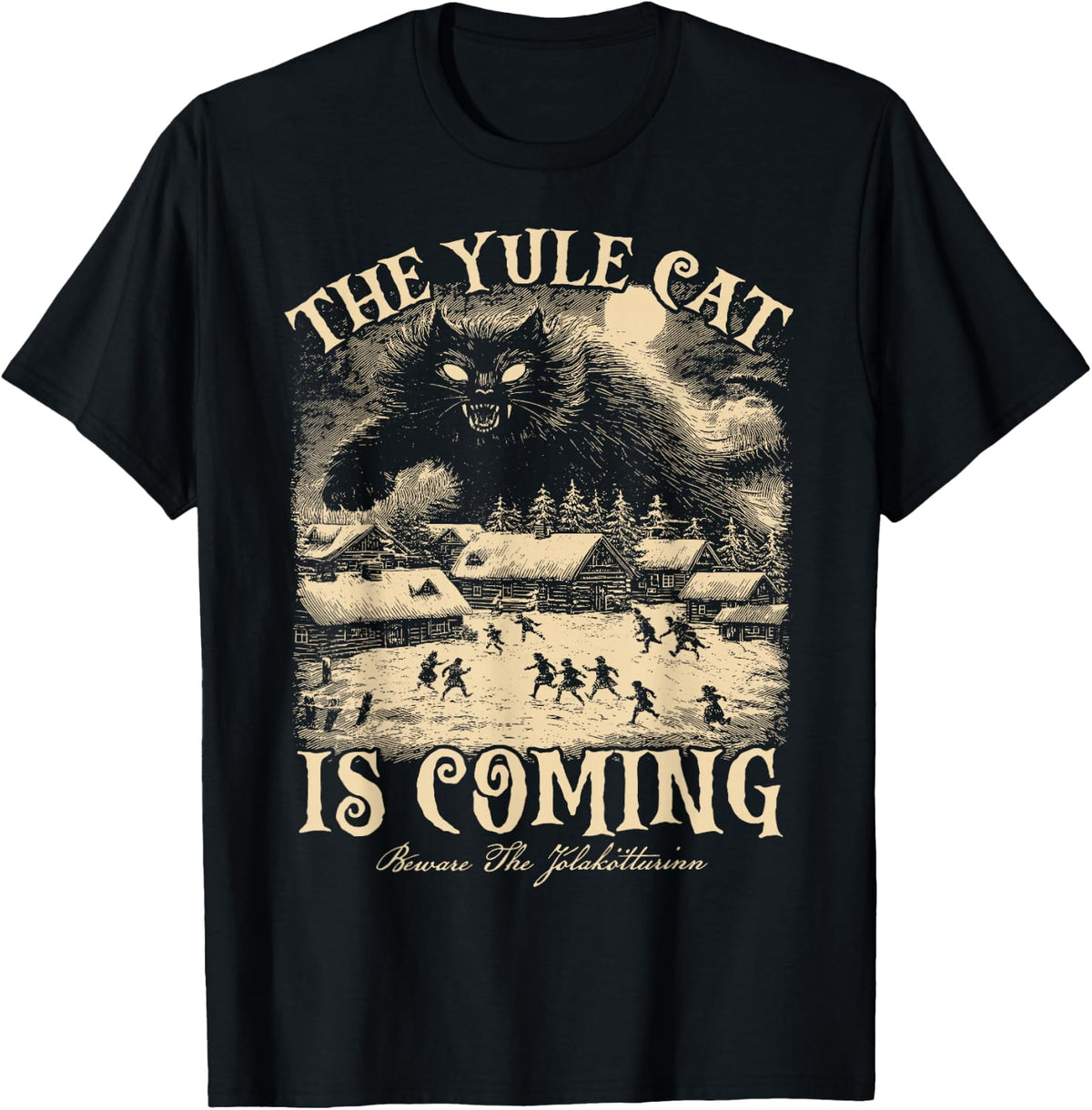 The Yule Cat is Coming Gothic Christmas Winter Solstice T-Shirt
