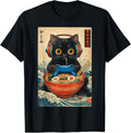 Cat Ramen Japanese Funny Graphic Tees Kawaii Cat Anime Gifts T-Shirt
