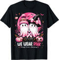 in October We Wear Pink Ghost Witch Breast Cancer Awareness T-Shirt