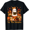 Tis The Season Cute Ghost Reading Book Autumn Fall Halloween T-Shirt