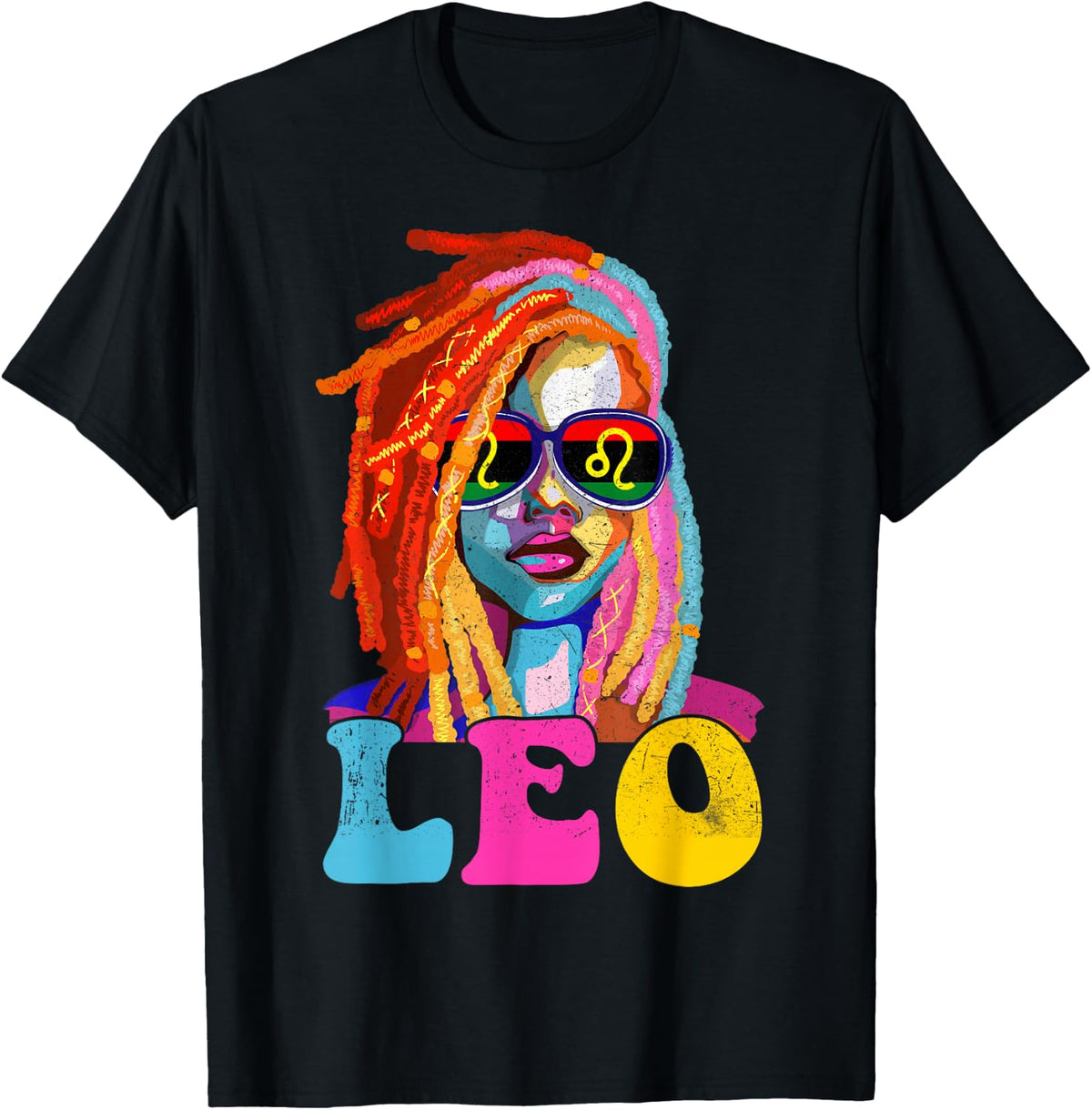 Leo Queen African American Loc'd Women Zodiac Sign T-Shirt