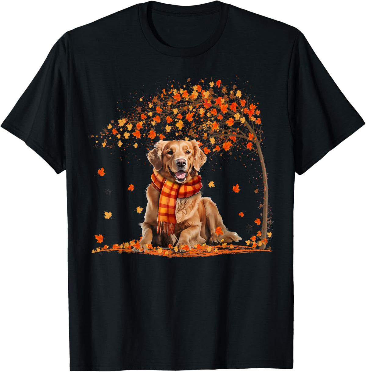 Golden Retrievers Hello Autumn Leaf Fall for Dog Lover T-Shirt