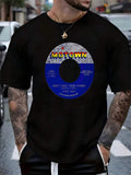 MOTOWN- Men'S Casual Cotton-Shirt,Round Neck Street Fashion Outfits ,Best Choice Gifts For Men, Valentine's Day, Black Shirt Men Shirts Graphic Tee