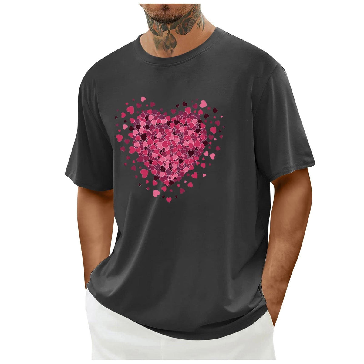 Men Valentine Shirt Love Heart Graphic Short Sleeve Tee Shirt Funny Cute Valentine's Day Gift Tops