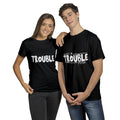 Where I Go Trouble Follows Matching Couple Tshirt – Funny His and Hers Graphic Tee – His and Hers Gift, Valentine's Day