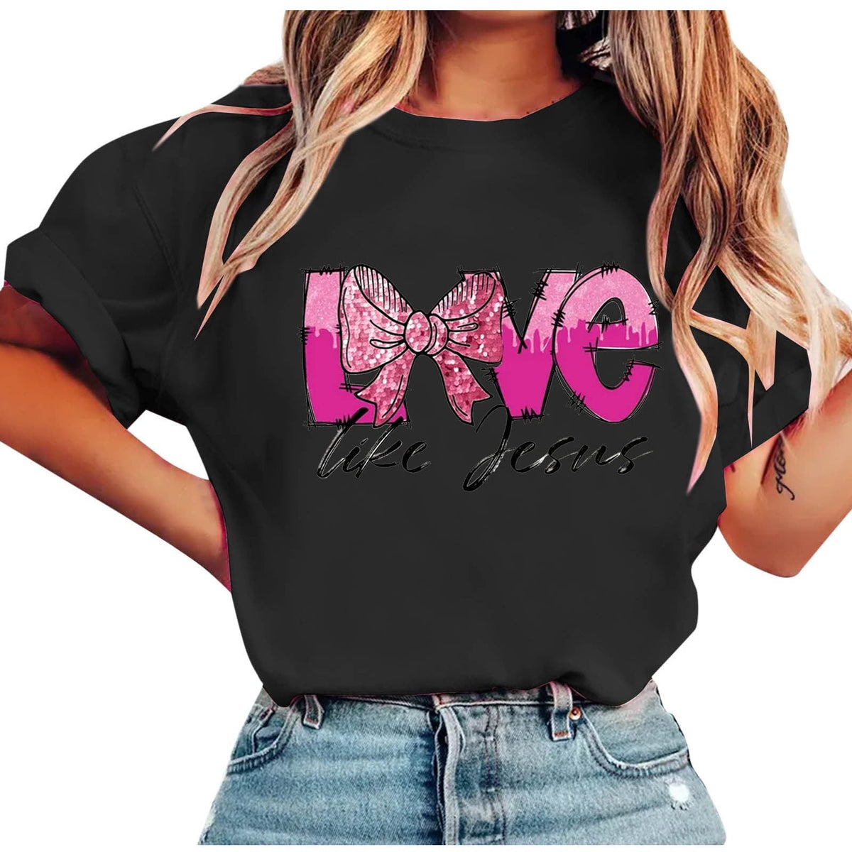 Womens Valentines Tshirts Cute Love Valentine Day Graphic Tees Summer Short Sleeve Casual Tee Pullover, 2XL Black
